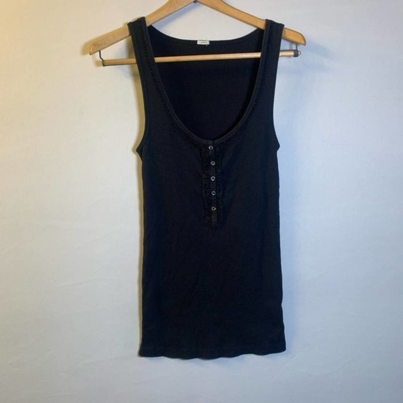 J. Crew Blue Ribbed Beaded Tank Top Size M - Picture 1 of 8